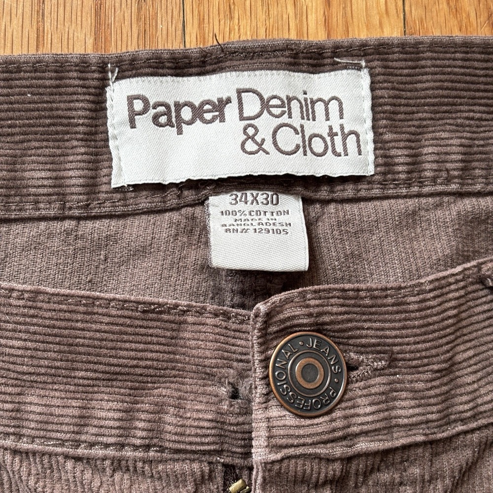 Paper Denim & Cloth Corduroy Pants Men's Brown Classic Straight Leg - 34X30 - Picture 4 of 12